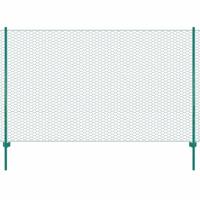 VidaXL Draadgaashek met palen 25x1,5 m staal groen - thumbnail