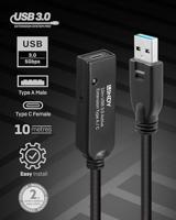 LINDY USB-kabel USB 3.2 Gen1 (USB 3.0 / USB 3.1 Gen1) USB-A stekker, USB-C bus 10.00 m Zwart 43376 - thumbnail