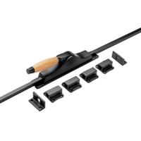 De Oude Deurklink Raam Espagnolet retro mat zwart/eikenhout met stangenset - thumbnail