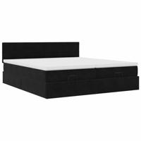 Ottoman bed met matrassen 200x200cm fluweel zwart - thumbnail