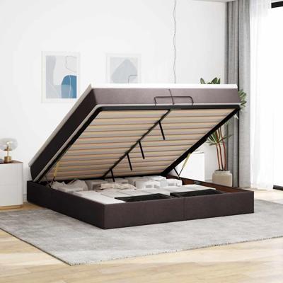 Ottoman bed met matrassen 200x200cm stof donkerbruin