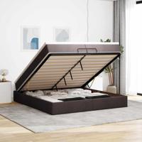 Ottoman bed met matrassen 200x200cm stof donkerbruin - thumbnail