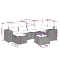 7-delige Loungeset met kussens poly rattan beige - thumbnail