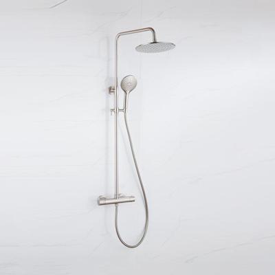Fortifura Calvi Regendoucheset - thermostatisch - 25cm hoofddouche - gladde slang - ronde handdouche - Geborsteld RVS PVD SW1159499 SW799447 SW728177