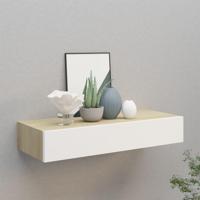 Wandschap met lade 60x23,5x10 cm MDF eikenkleurig en wit - thumbnail