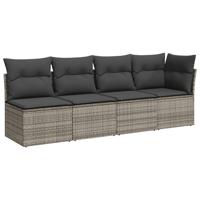 8-delige Loungeset met kussens poly rattan grijs - thumbnail
