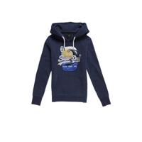 Superdry hoodie met printopdruk en borduursels donkerblauw - thumbnail