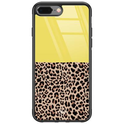 iPhone 8 Plus/7 Plus glazen hardcase - Luipaard geel iPhone 8 Plus/7 Plus glazen hardcase - Luipaard geel