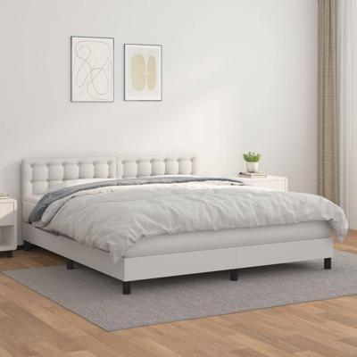 Boxspring met matras kunstleer wit 180x200 cm