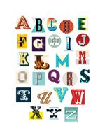 Kunstdruk Vintage Letter Alphabet 60x80cm - thumbnail