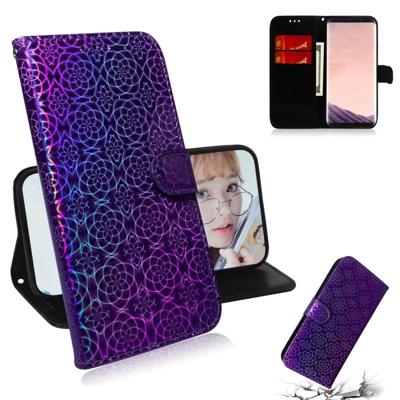 Voor Galaxy S8 effen kleur kleurrijke magnetische Buckle horizontale Flip PU lederen draagtas met houder & kaartsleuven & portemonnee & Lanyard (paars