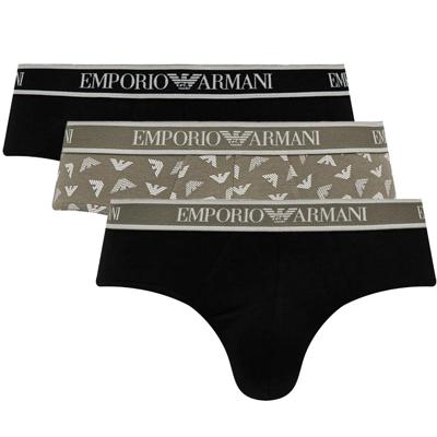 Armani 3-pack slips groen-zwart met EA print