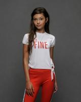 ELLE Chic Meisjes t-shirt met knoop 'FINE' - Wit - thumbnail