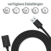 UNITEK Y-C417GBK USB-kabel USB 2.0 3 m USB A Zwart - thumbnail