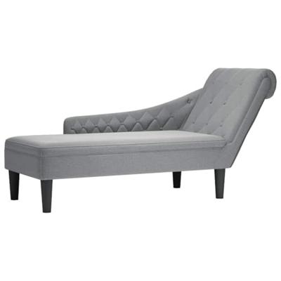 Chaise longue met kussen en rechterarmleuning stof lichtgrijs Chaise longue met kussen en rechterarmleuning stof lichtgrijs