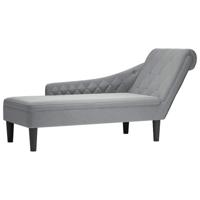 Chaise longue met kussen en rechterarmleuning stof lichtgrijs - thumbnail