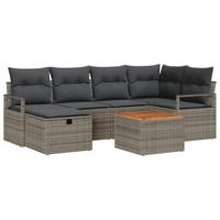 Tuinbankenset met kussen met opslag 7 pcs Grijs poly rattan - thumbnail