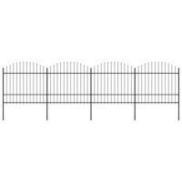 Tuinhek met speren bovenkant (1,5-1,75)x6,8 m staal zwart - thumbnail