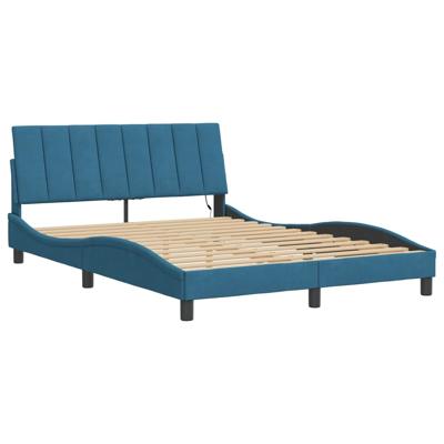 Bedframe met LED-verlichting fluweel blauw 160x200 cm