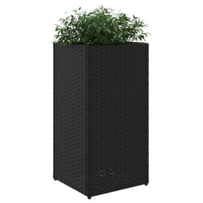 VidaXL Plantenbakken 2 st 30x30x60 cm poly rattan zwart