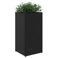VidaXL Plantenbakken 2 st 30x30x60 cm poly rattan zwart - thumbnail