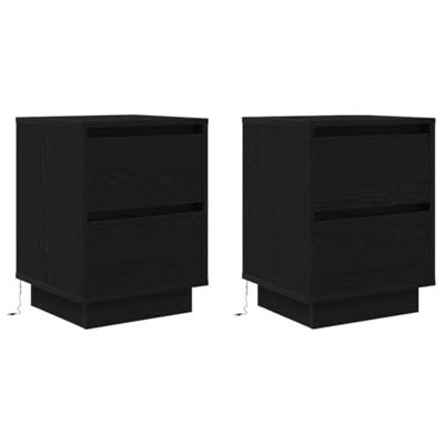 Nachtkastjes met LED-verlichting 2 st 38x34x50 cm zwart