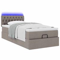 Ottoman bed met matras en LED's 120x200cm stof taupe - thumbnail