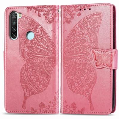 Voor Xiaomi Redmi Note 8 Butterfly Love Flower reliëf horizontale Flip lederen draagtas met beugel/kaartsleuf/portemonnee/Lanyard (roze)