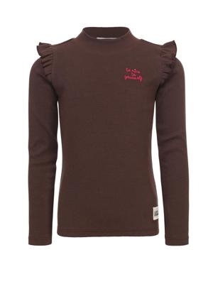 LOOXS Little winter t-shirt meisjes - donker bruin - rib/longsleeve