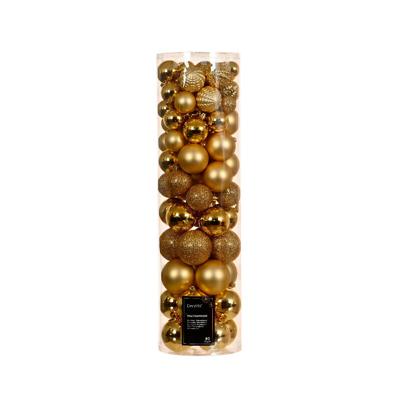 Kerstballen mix plastic d8 cm 80 stuks lichtgoud KSD - Decoris