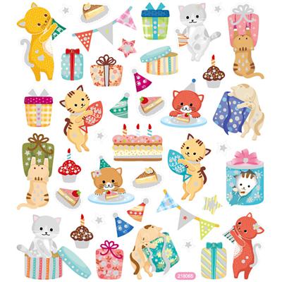 Creativ Company Stickers, verjaardags katten, vel 15x16,5 cm, ca. 38 stuk, 1 vel