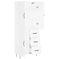 Hoge kast 69,5x34x180 cm bewerkt hout wit - thumbnail