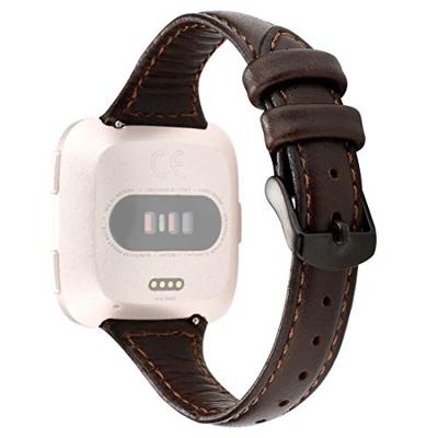 Fitbit Versa 1 / 2 & Lite Lederen bandje - Donkerbruin Fitbit Versa 1 / 2 & Lite Lederen bandje - Donkerbruin