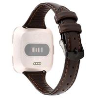Fitbit Versa 1 / 2 & Lite Lederen bandje - Donkerbruin - thumbnail