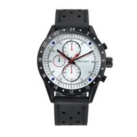 CAGARNY 6828 modieuze multifunctionele stijl Quartz horloge met leder Band & GMT tijd & kalender & goed verlicht Display voor mannen Sport (Black Wind - thumbnail