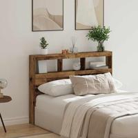 Hoofdbordkast met LED 140x17x102 cm oud hout - thumbnail