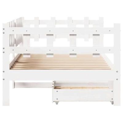 Slaapbank met lades 90x190 cm massief grenenhout wit