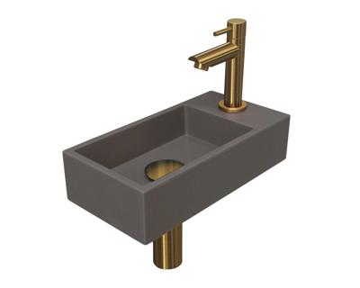 Fonteinset INK Versus 36x18x9 cm Quartz Beton Met Kraangat Rechts Brushed Mat Goud