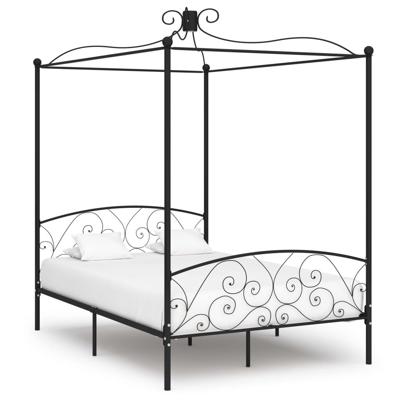 Hemelbedframe metaal zwart 140x200 cm