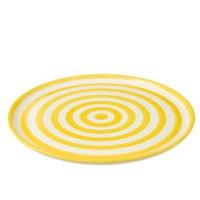 J-Line Plate Granada Stripes Ceramic White|Yellow - thumbnail