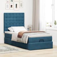 Ottoman bed met matrassen en LED's 90x190cm fluweel donkerblauw - thumbnail