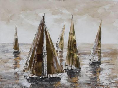 Schilderij - Handgeschilderd - Zeilboten 2 100x100