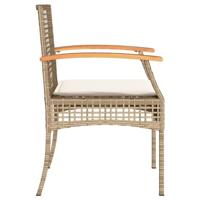Tuinstoelen 2 st met kussens poly rattan en acaciahout beige - thumbnail