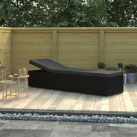 Ligbed met kussen poly rattan zwart - thumbnail