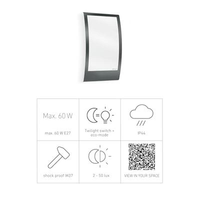 Steinel AUSSENLEUCHTE L 22 N ANT 065782 LED-buitenlamp (wand) LED E27 60 W Antraciet-grijs - thumbnail