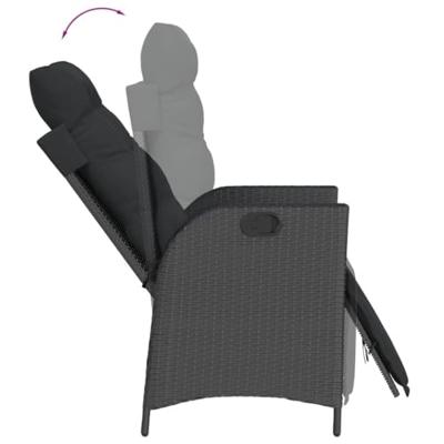 5-delige Tuinset met kussens poly rattan zwart