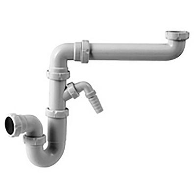 Riko Ruimtebesparende Sifon met Machineaansluiting - 1 1/2" x 40mm - Wit Kunststof