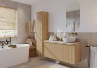 Ben Linea badmeubel incl. mat witte solid surface waskom rechts 120x45x71cm eiken naturel - thumbnail