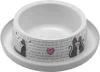 Moderna voer- en drinkbak Cats In Love 350 ml 16 x 5,3 cm wit - thumbnail