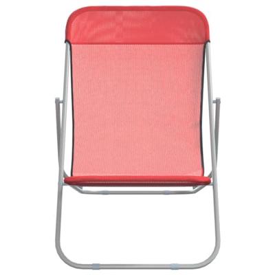 Strandstoelen 2 st textileen en gepoedercoat staal rood